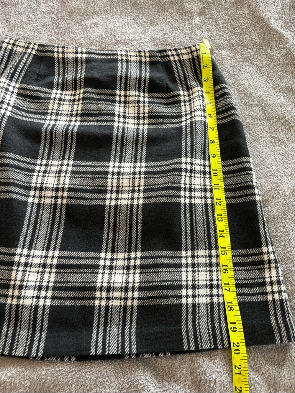 Black & White Plaid A-Line Skirt - Classic Windowpane - Picture 4 of 6